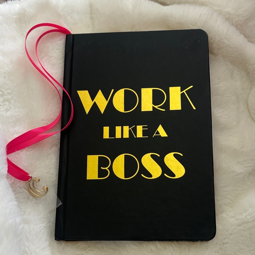 Charming Charlie Black Gold 'Work Like a Boss' Notebook Journal NEW